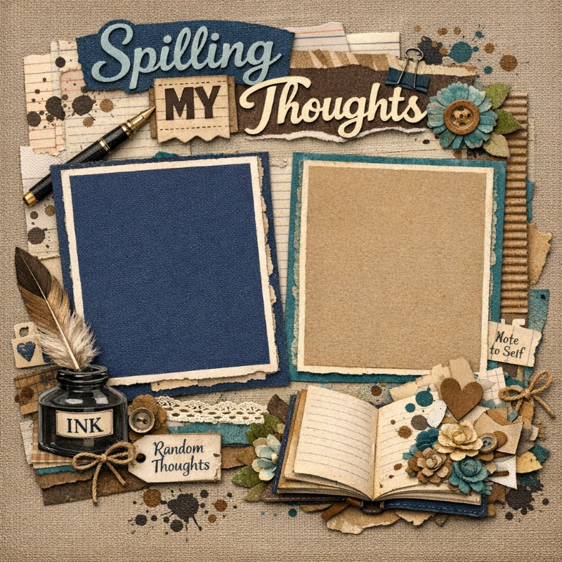 Spilling My Thoughts-Premade Scrapbook Page