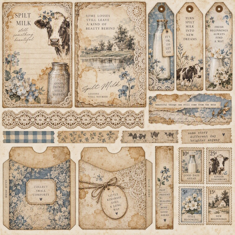 Split Milk-Premade Junk Journal Page