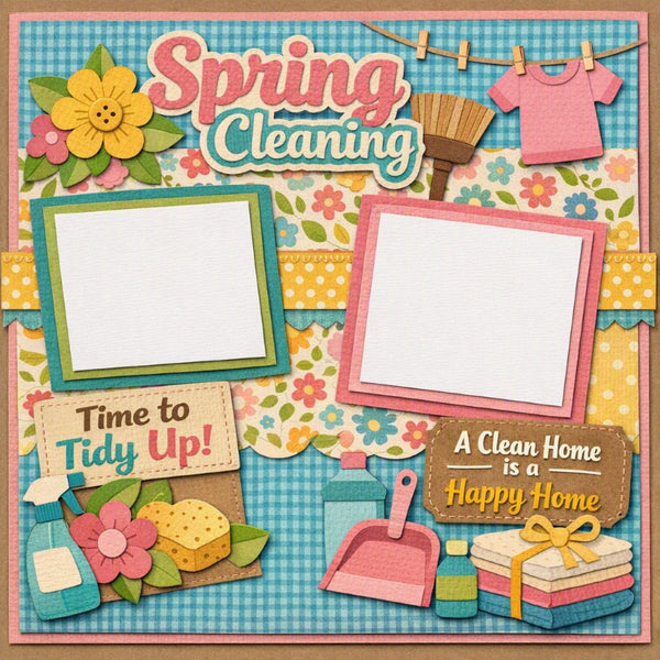 Spring Cleaning-Premade Scrapbook Page