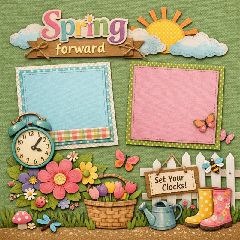 Spring forward-Premade Scrapbook Page
