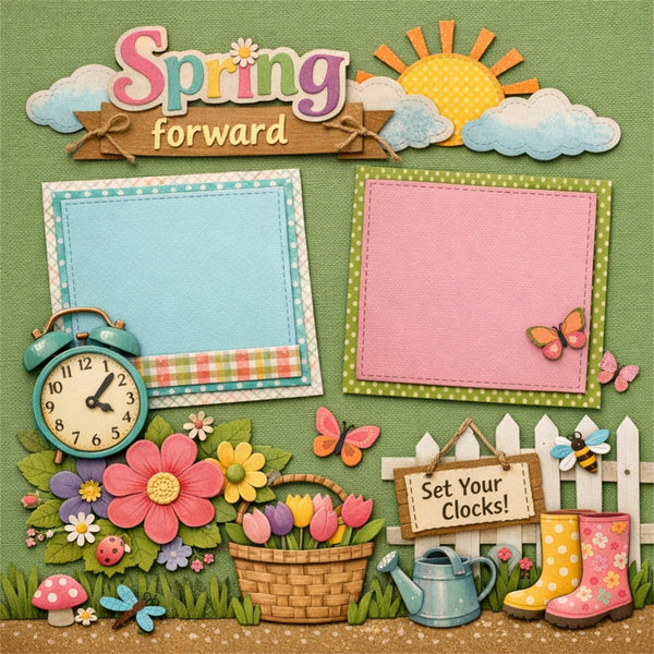 Spring forward-Premade Scrapbook Page