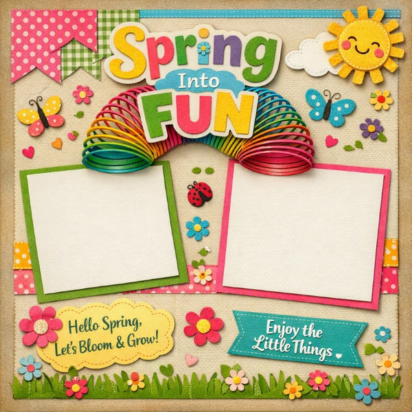 Spring Into Fun-Premade Scrapbook Page