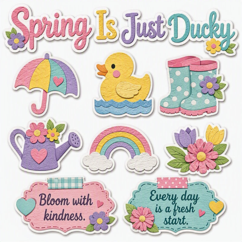 Spring Is Just Ducky-Premade Cutout Set