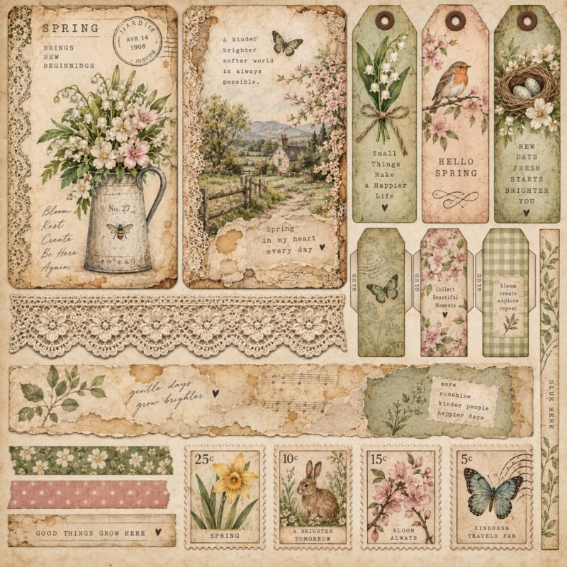 Spring-Premade Junk Journal Page
