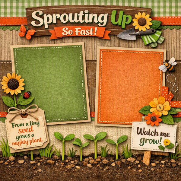 Sprouting Up So Fast-Premade Scrapbook Page