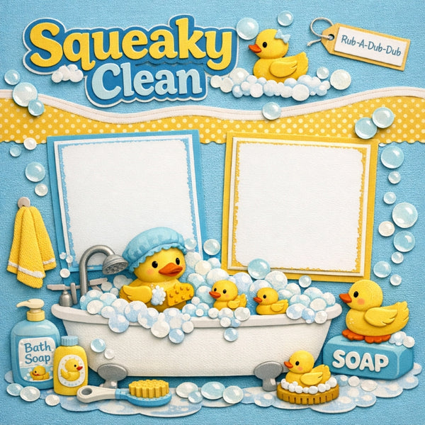 Squeaky Clean-Premade Scrapbook Page