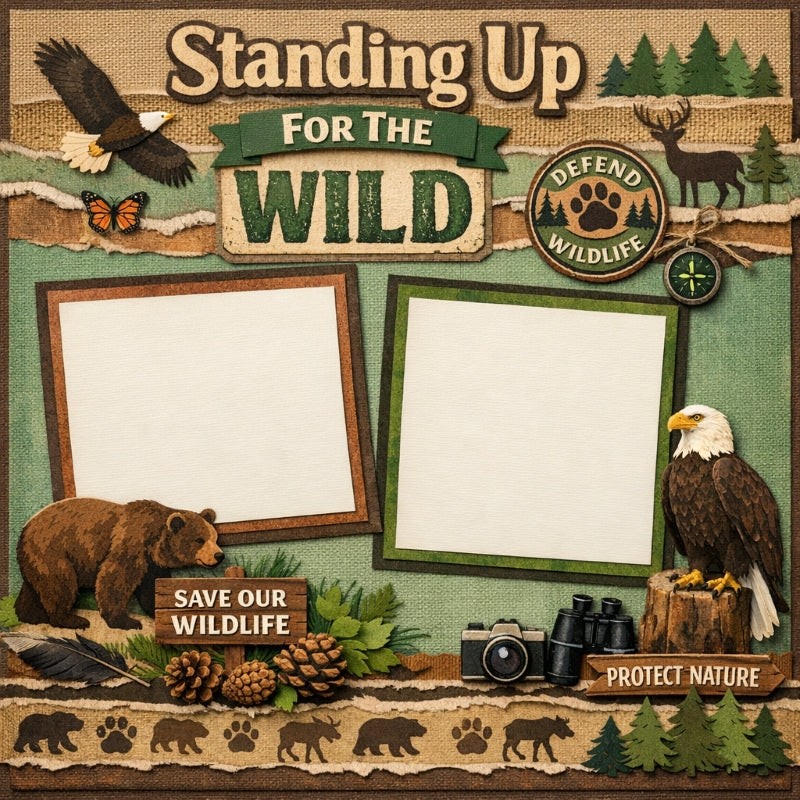 Standing Up For The Wild-Premade Scrapbook Page