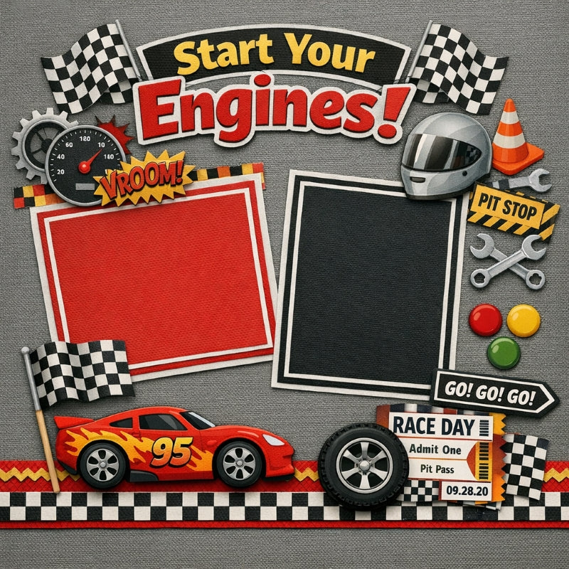 Start Your Engines!-Premade Scrapbook Page