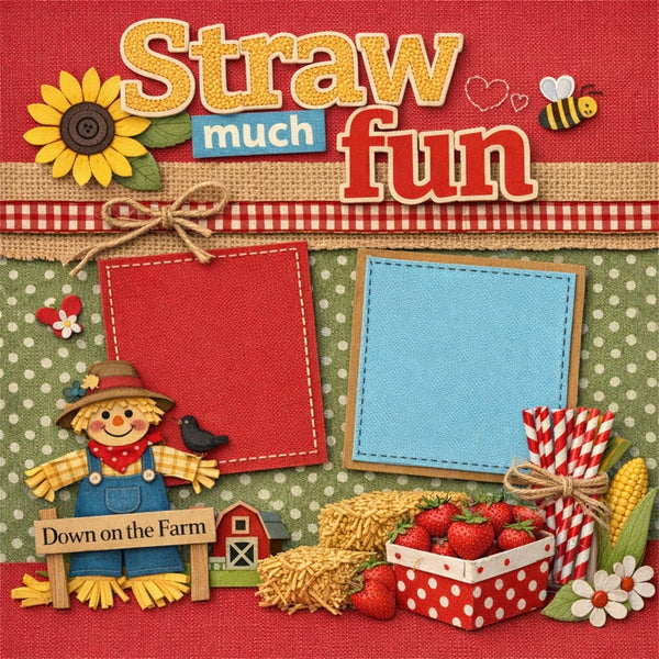 Straw much Fun-Premade Scrapbook Page