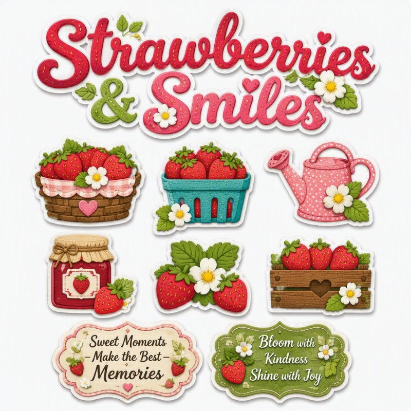 Strawberries & Smiles-Premade Cutout Set