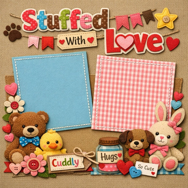 Stuffed With Love-Premade Scrapbook Page