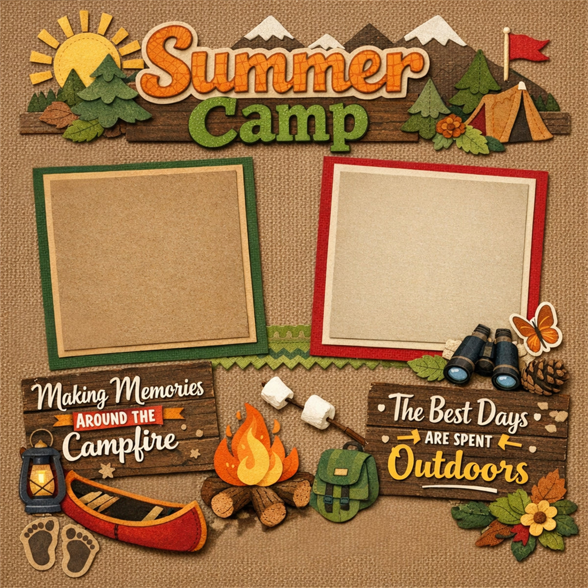Summer Camp-Premade Scrapbook Page