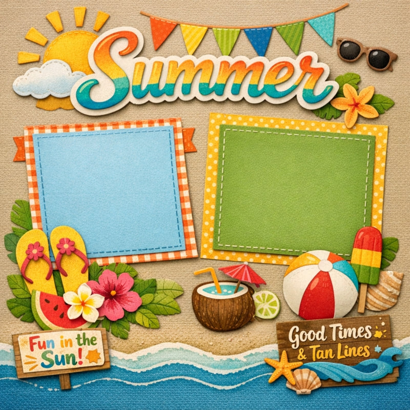 Summer-Premade Scrapbook Page