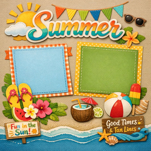 Summer-Premade Scrapbook Page