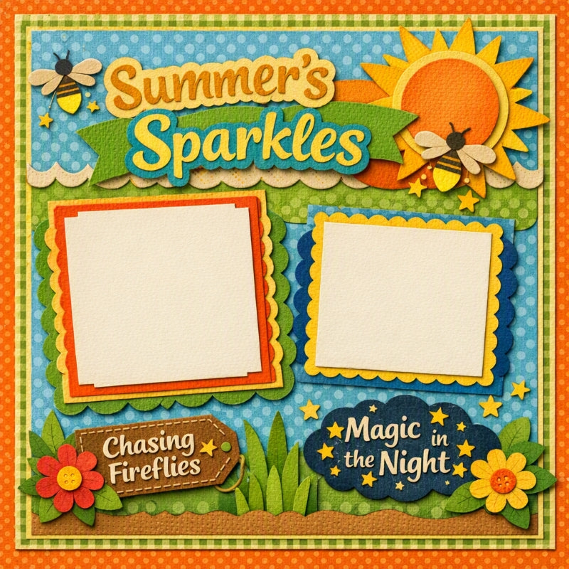Summer's Sparkle-Premade Scrapbook Page