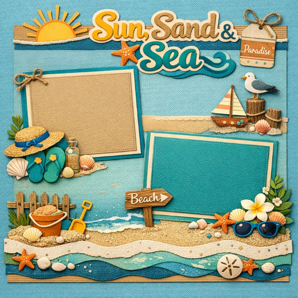 Sun, Sand & Sea-Premade Scrapbook Page