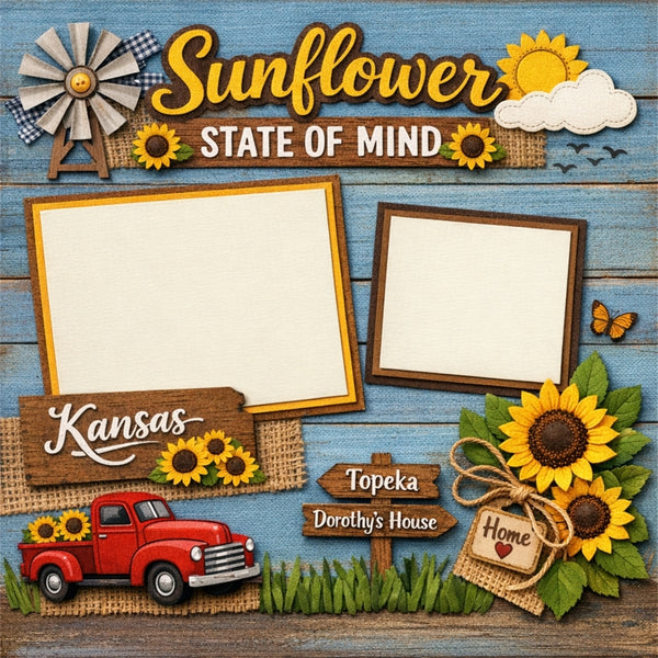Sunflower State Of Mind-Premade Scrapbook Page