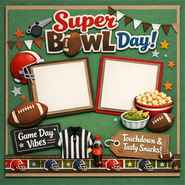 Super Bowl Day!-Premade Scrapbook Page