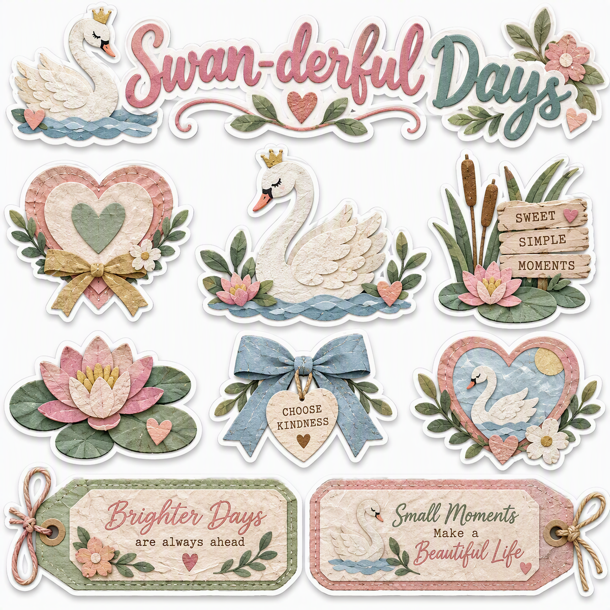 Swan-derful Days-Premade Cut-Out Page