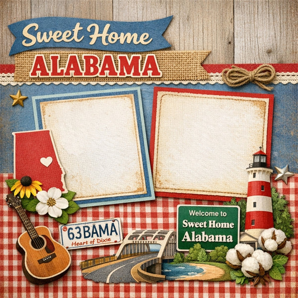 Sweet Home Alabama-Premade Scrapbook Page