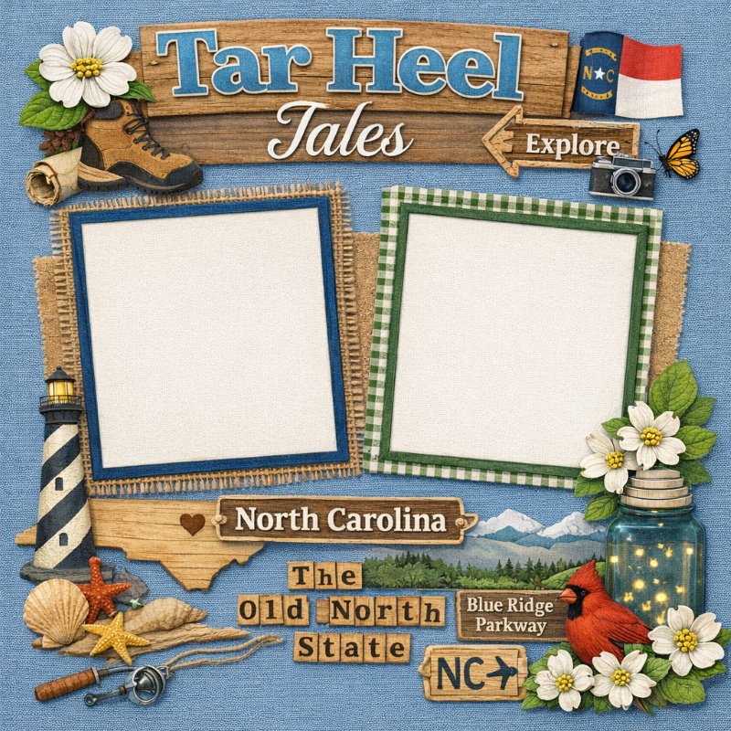 Tar Heel Tales-Premade Scrapbook Page