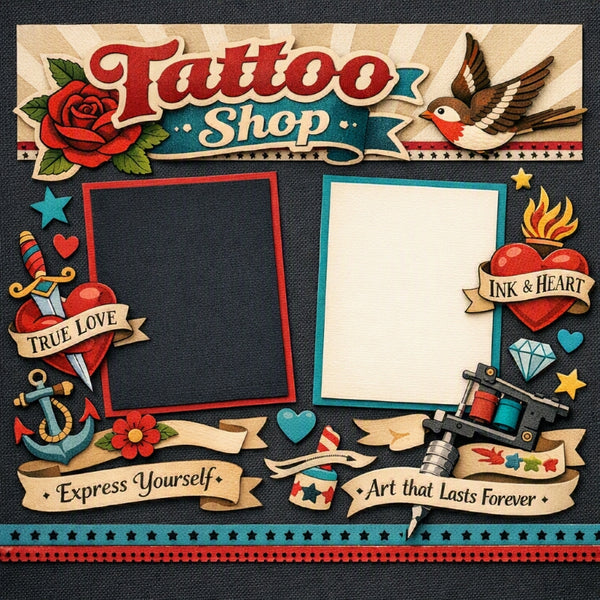 Tattoo Shop-Premade Scrapbook Page