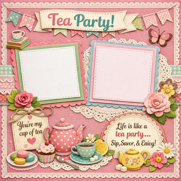 Tea Party!-Premade Scrapbook Page