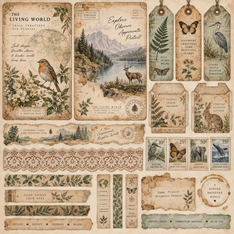 The Living World-Premade Junk Journal Page