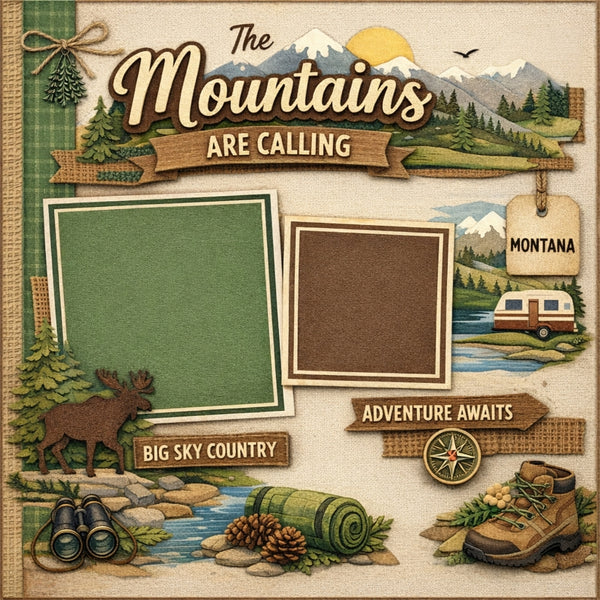 The Mountains Are Calling-Premade Scrapbook Page