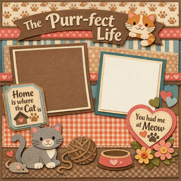 The Purr-fect Life-Premade Scrapbook Page