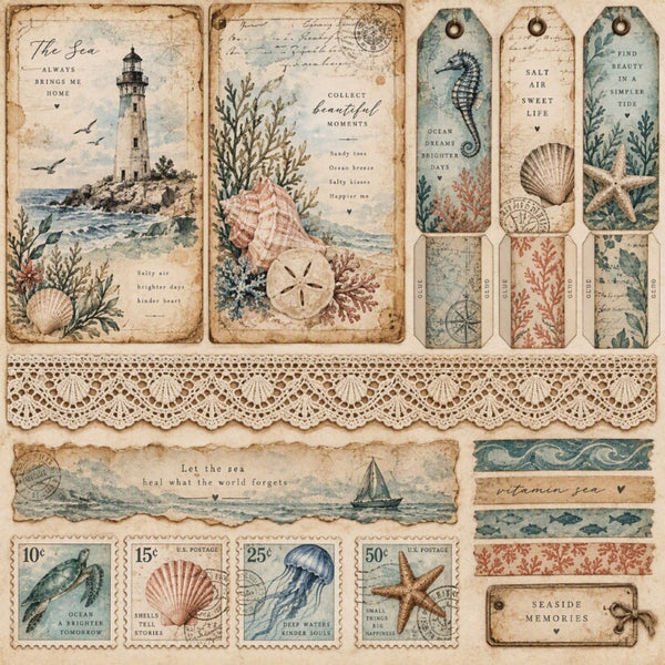 The Sea-Premade Junk Journal Page