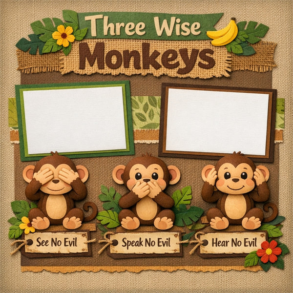 Three Wise Monkeys-Premade Scrapbook Page