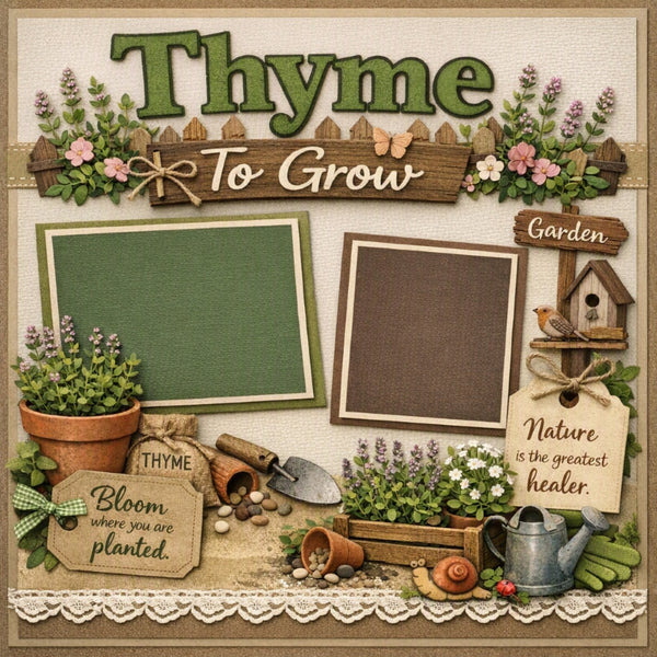 Thyme To Grow-Premade Scrapbook Page