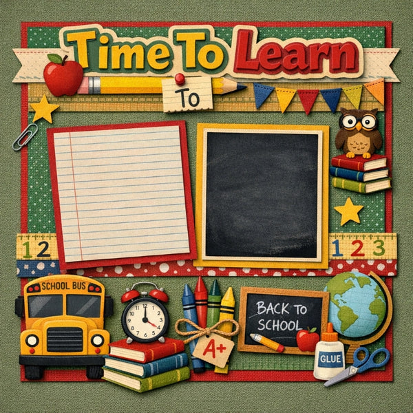Time To Learn-Premade Scrapbook Page