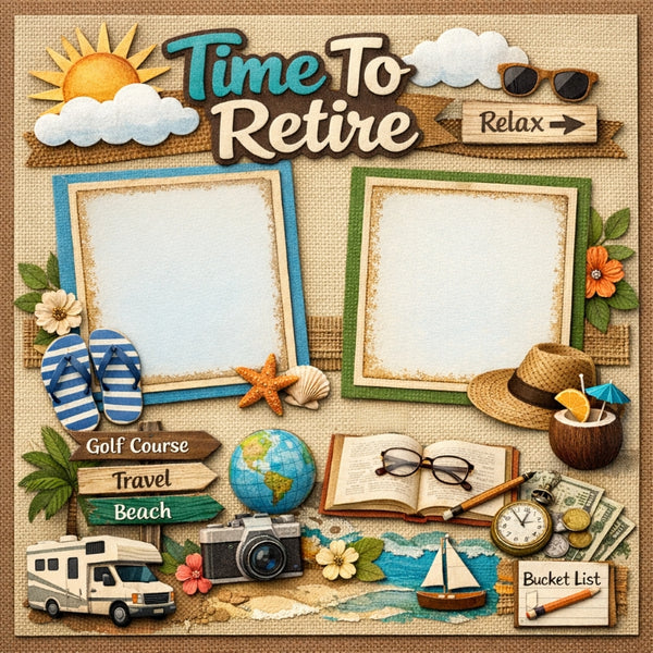 Time To Retire-Premade Scrapbook Page