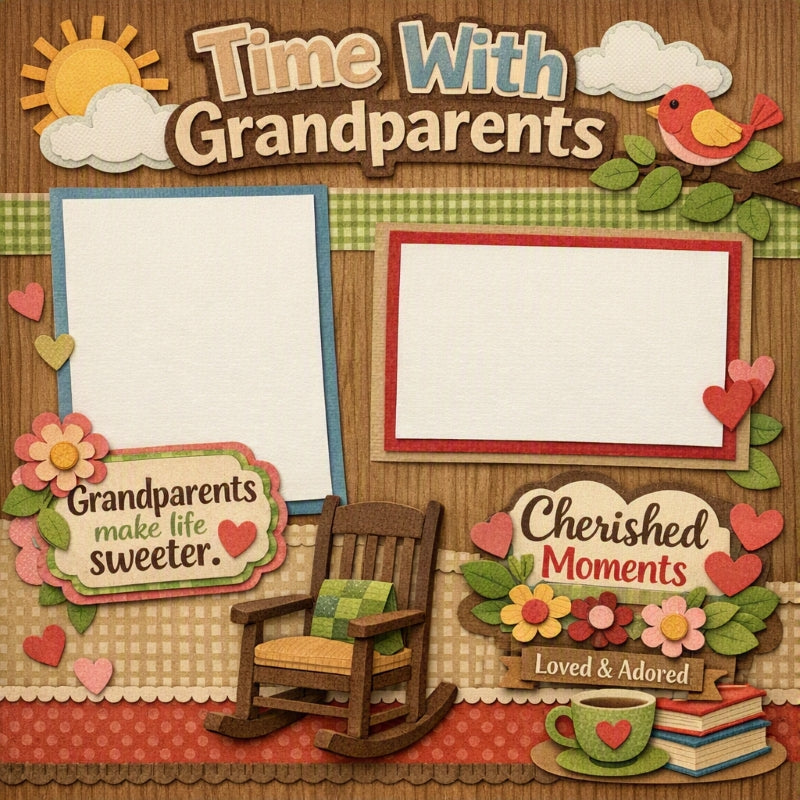 Time With Grandparents-Premade Scrapbook Page