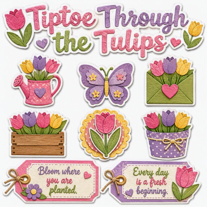 Tiptoe Through the Tulips-Premade Cutout Set