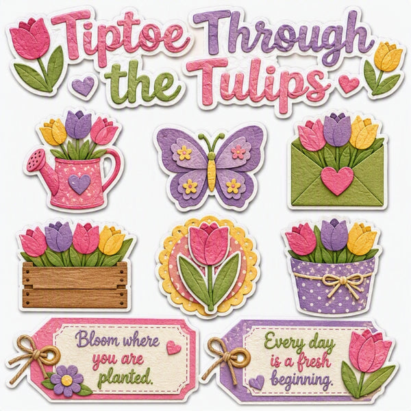 Tiptoe Through the Tulips-Premade Cutout Set