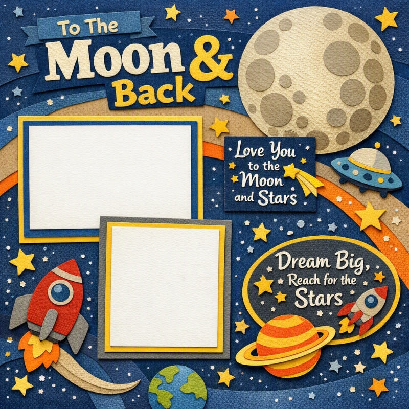 To The Moon & Back-Premade Scrapbook Page