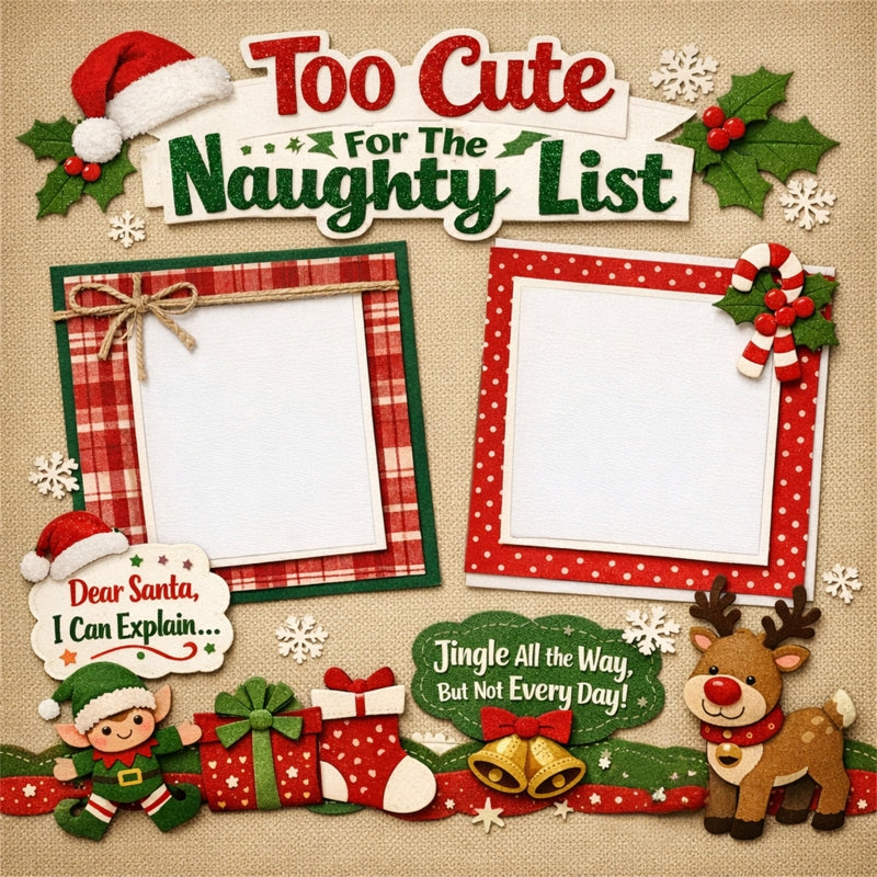 Too Cute For The Naughty List-Premade Scrapbook Page