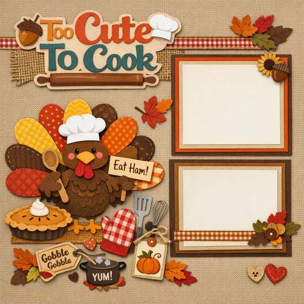 Too Cute To Cook-Premade Scrapbook Page