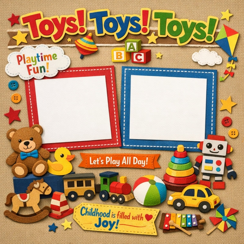 Toys! Toys! Toys!-Premade Scrapbook Page