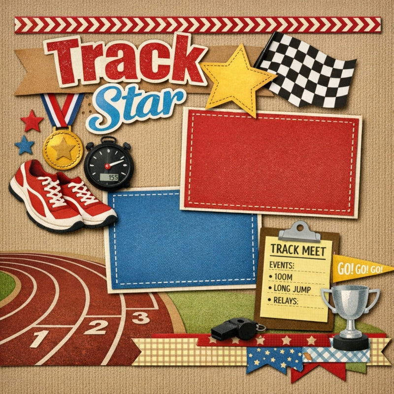Track Star-Premade Scrapbook Page