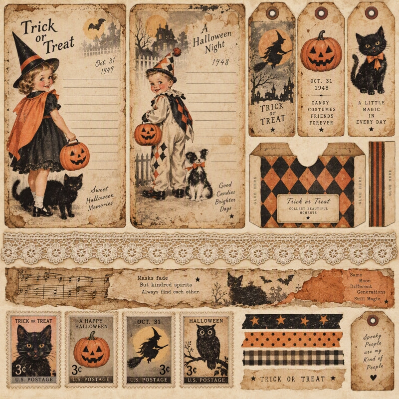Trick or Treat-Premade Junk Journal Page