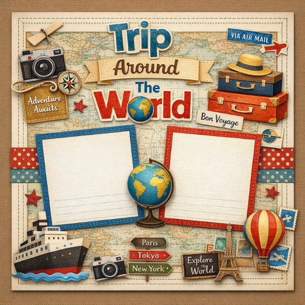 Trip Around The World-Premade Scrapbook Page