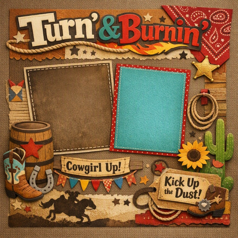 Turn' & Burnin'-Premade Scrapbook Page