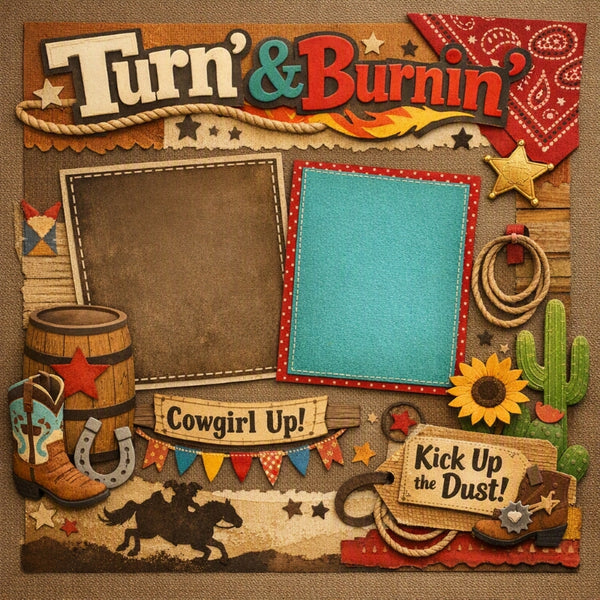 Turn' & Burnin'-Premade Scrapbook Page