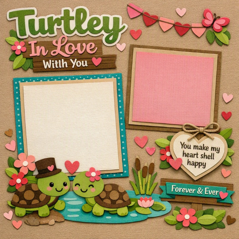 Turtley In Love With You-Premade Scrapbook Page