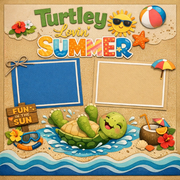 Turtley Lovin' Summer-Premade Scrapbook Page