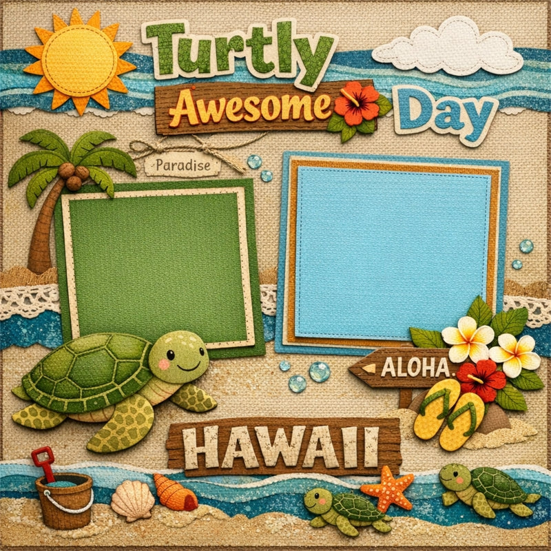 Turtly Awesome Day-Premade Scrapbook Page